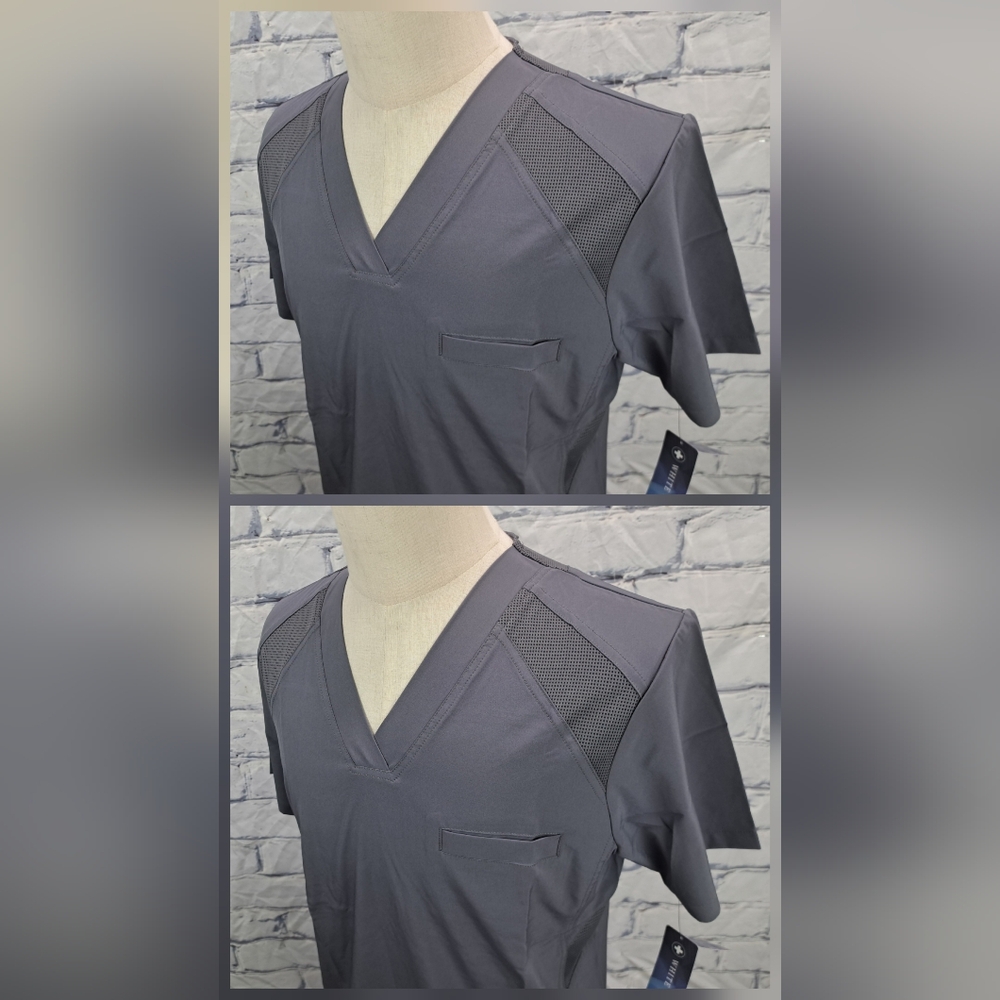 White Cross Fit Men's Nursing Shirt BUNDLE of 2 S/S Scrubs Pewter Gray Medium